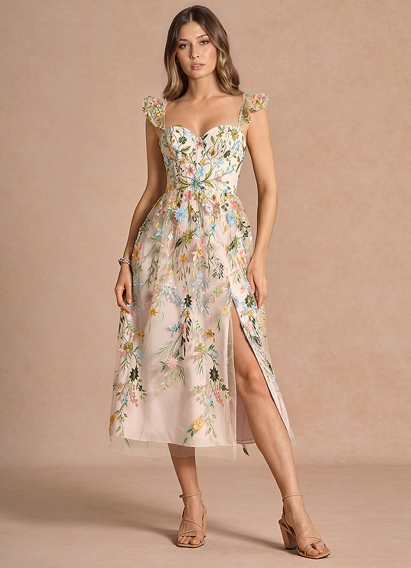 Denisse Blush Pink Multi Midi Dress image1