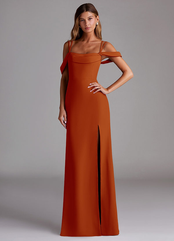 Azazie Callan Bridesmaid Dresses Paprika Mermaid Pleated Chiffon Convertible Dress image1
