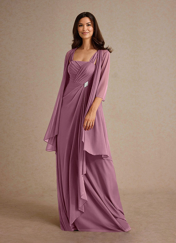 Azazie Clinton Mother of the Brides Dresses Vintage Mauve A-Line Pleated Mesh Dress image1