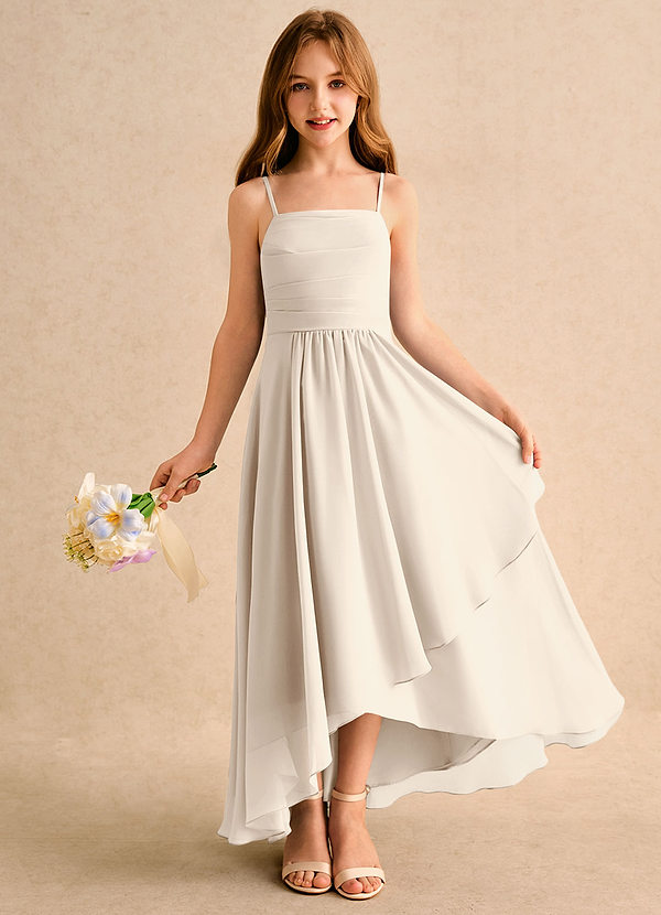 Twilight Dance Girls Formal Flower Girl Dresses White Alabaster A-Line Pleated Chiffon Dress image1