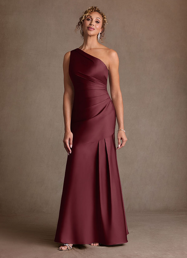 Azazie Haifa Suknie dla Matki Panny Młodej Syrena Jedno ramię Satyna elastyczna Długość podłogi Sukienka image1
