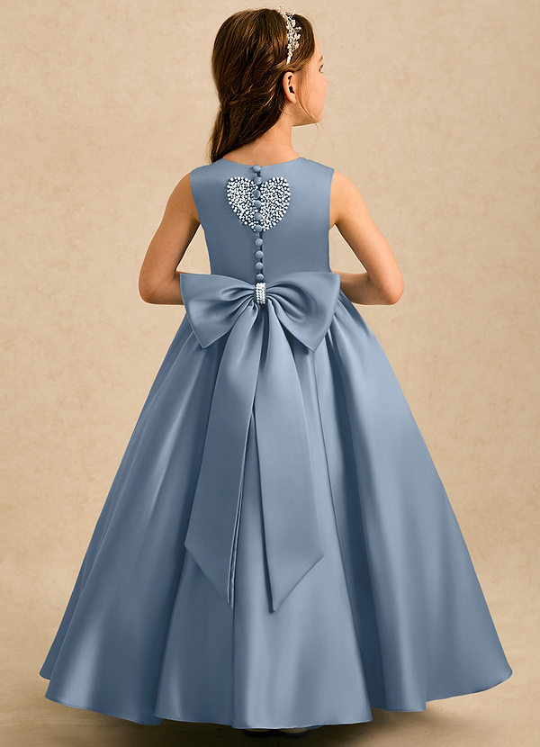 Azazie Heartsong Sukienki dla dziewczynek sypiących kwiaty Suknia balowa Ukłon Matowy satynowy Długość kostki Sukienka image1