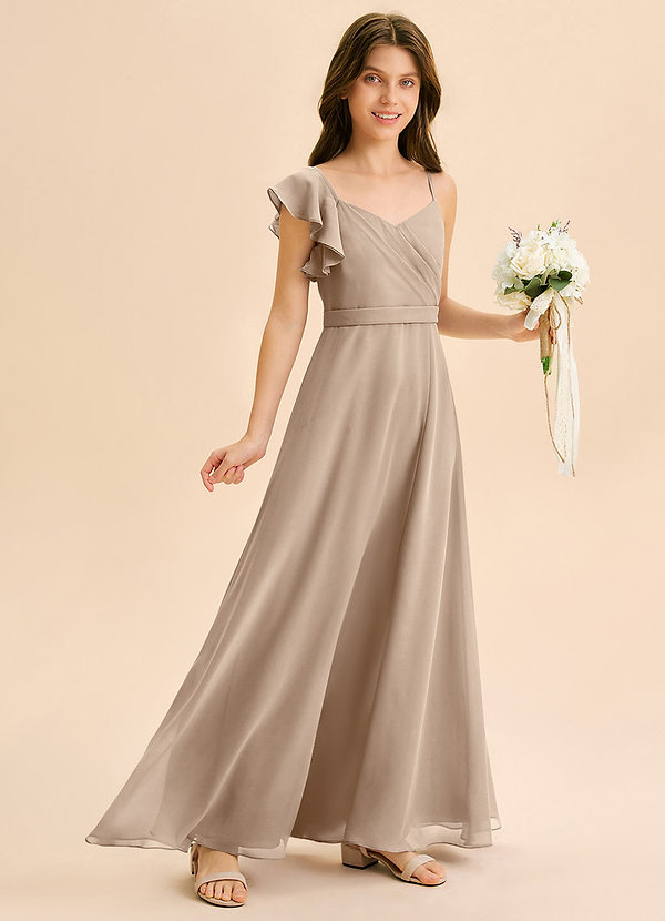 Azazie Kelsea Junior Klä av A-Line i Chiffong Rynkad image1