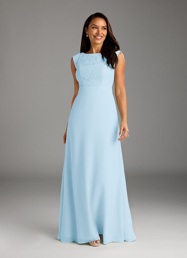 Azazie Bettina Abiti da Mamma Sposa Abito A-Line in Chiffon Pizzo Azzurro image1