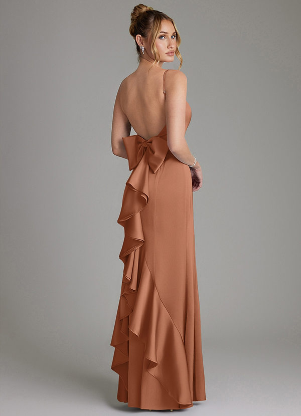 Zherra Bridesmaid Dresses Bronzer Mermaid Bow Stretch Satin Dress image1
