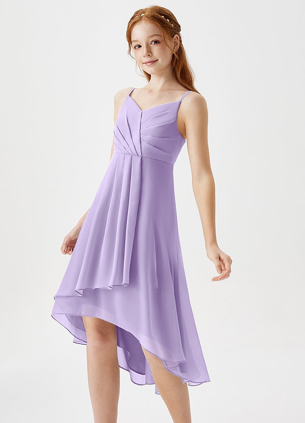 Azazie Mariam Junior Lilac A-Line Pleated Chiffon Dress image1