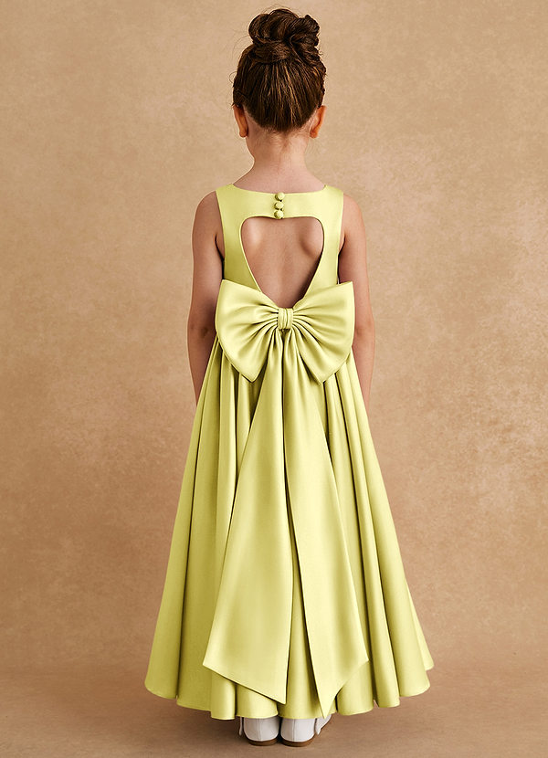 Azazie Bettie Flower Girl Dresses Lemon Sorbet A-Line Bow Matte Satin Dress image1