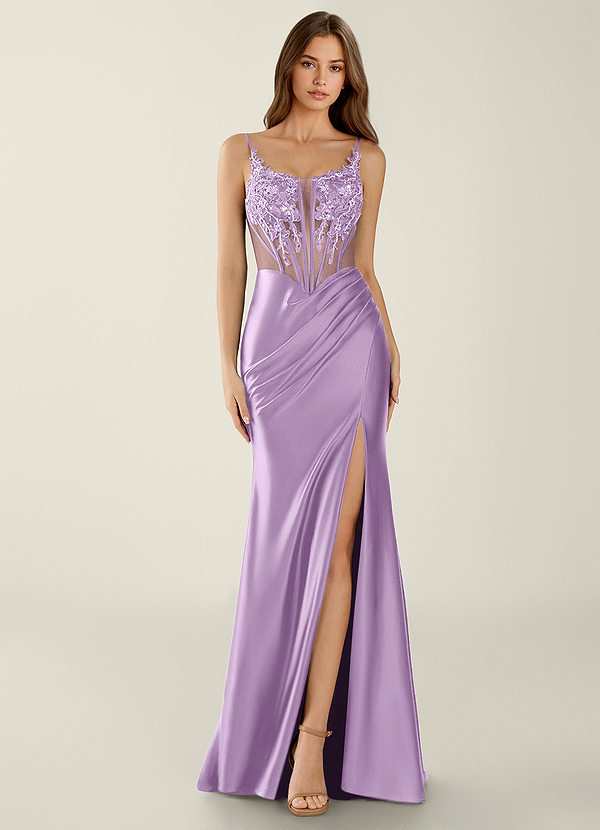 Zahara Glycine Robe de bal sirène corset en dentelle à col en V image1