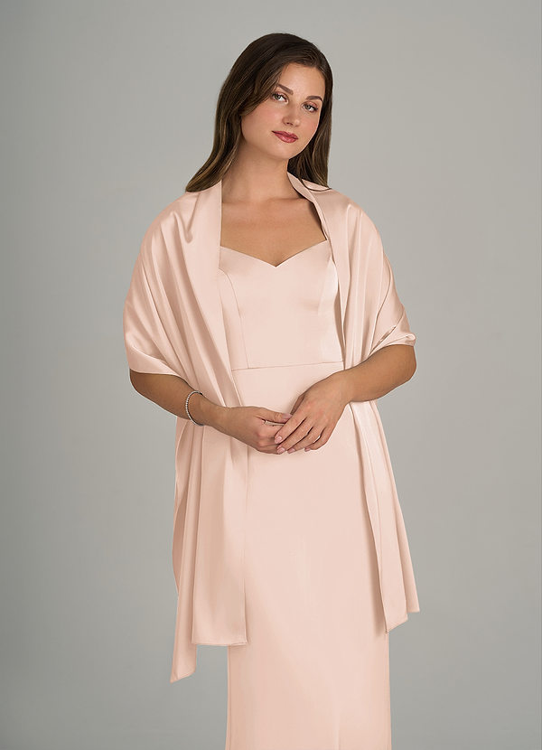 front Azazie Matching Color Ireland Stretch Satin Shawl
