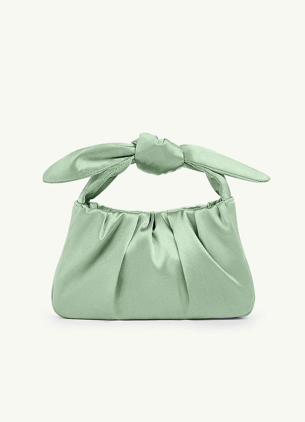 front Bijpassende kleur Metallic satijnen geknoopte handgreep handtas