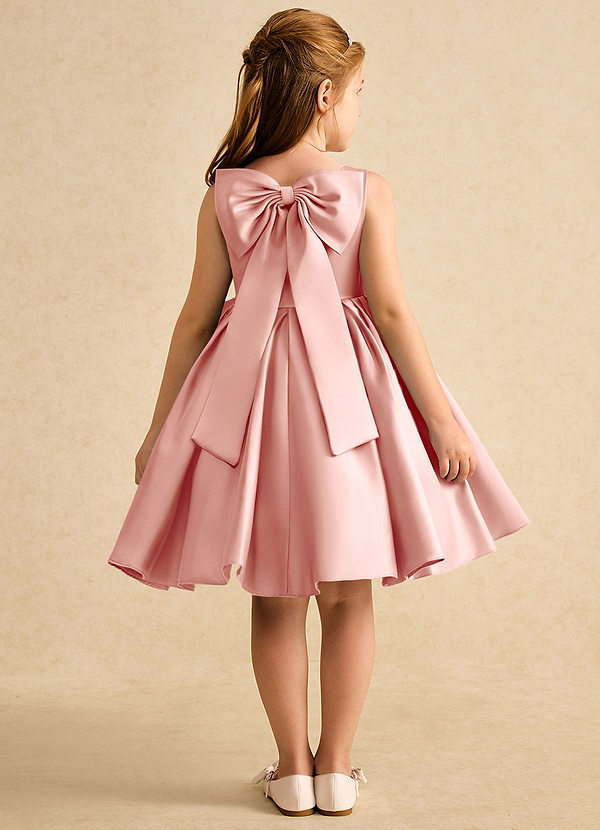 Azazie Jessie Flower Girl Dresses Rosette A-Line Bow Matte Satin Dress image1