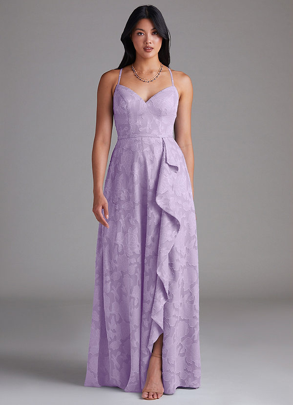 Azazie Naeem Robes Demoiselle d'honneur Robe Trapèze en Blumen-Burnout Lilas image1