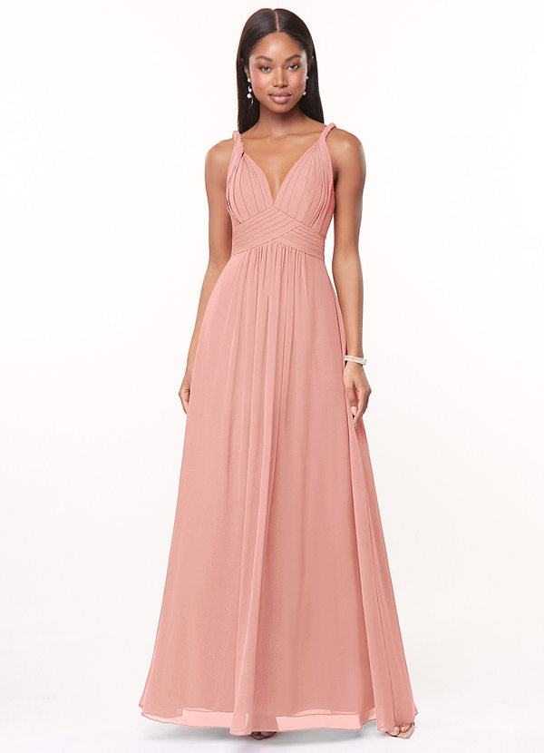 Azazie Maren Bridesmaid Dresses Rosette A-Line Pleated Chiffon Dress image1