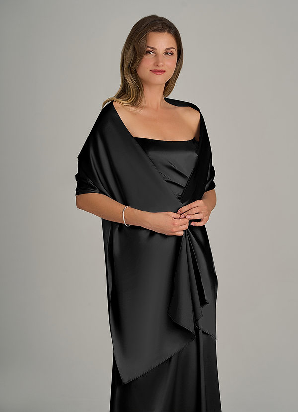front Azazie Matching Color Ireland Metallic Satin Shawl