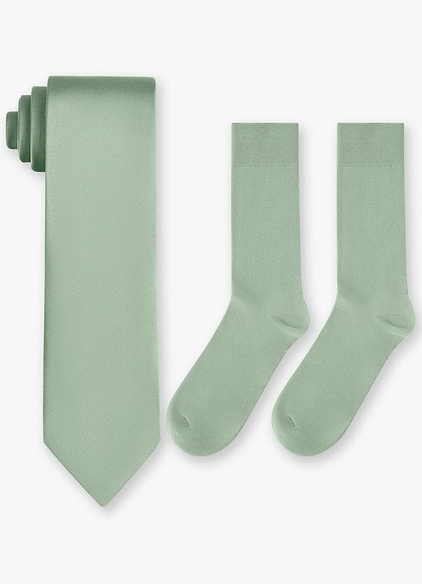 front Matching Stretch Satin Wide Tie & Cotton Socks Set