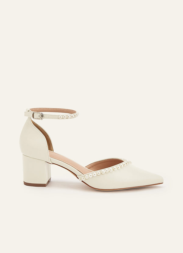 front Pointed Toe Mid Heel Pumps Closed Toe Wedding Shoes