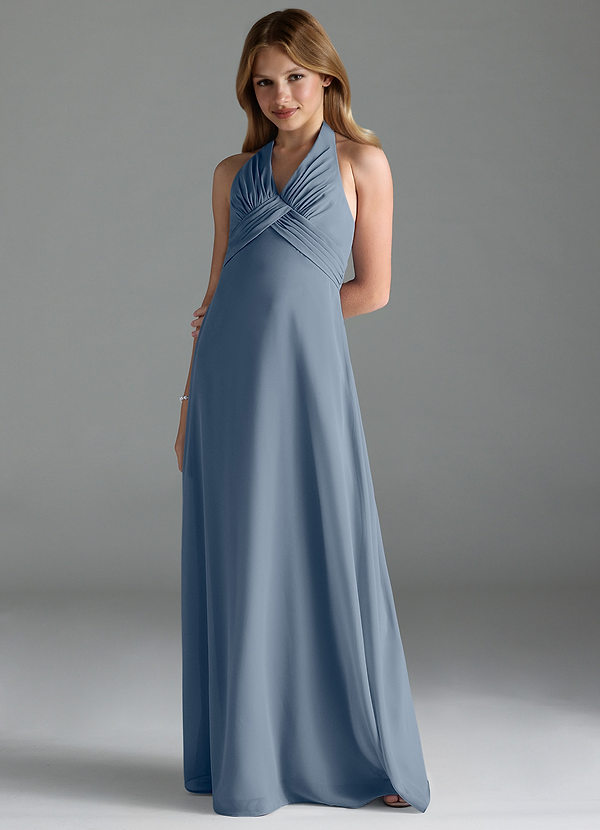 Azazie Tessie Junior A-Linie Plissee Chiffon Kleid Zwielichtviolett image1
