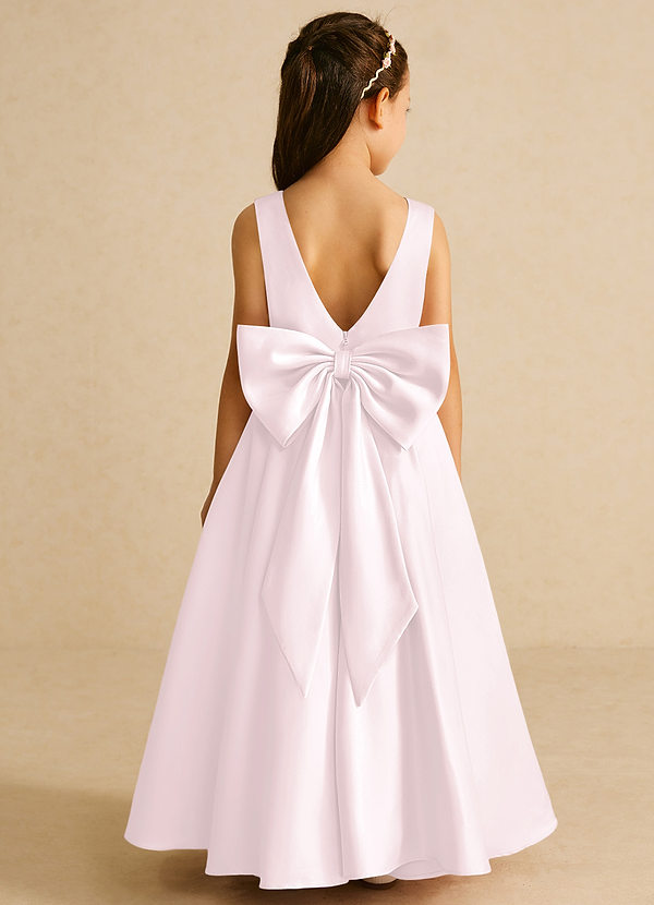 Blushing Pink A-Line Bow Matte Satin Dress