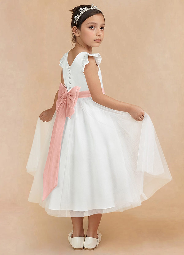 Azazie Hemi Flower Girl Dresses Ivory Rosette A-Line Bow Tulle Dress image1