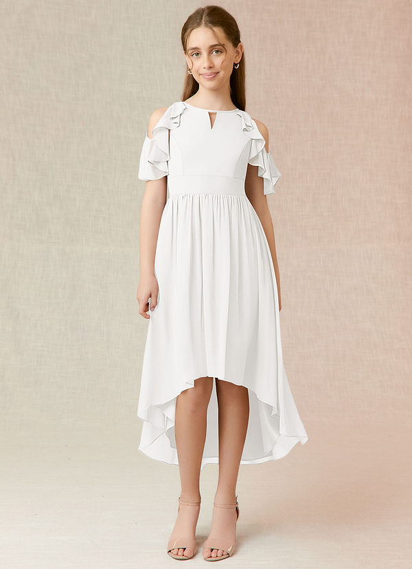Vestidos De Dama De Honor Junior De Chiffón Asimétricos Blanco main image 0