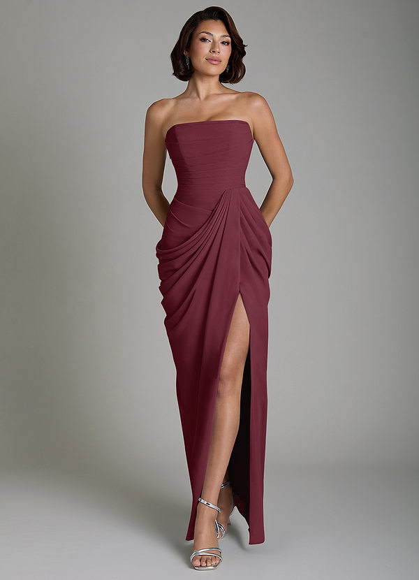 Nyra Bridesmaid Dresses Cabernet Sheath Corset Chiffon Dress image1