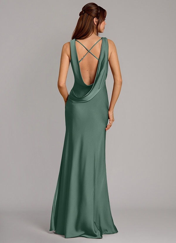 Azazie Cheryl Vestidos Dama de Honor Vestido de Eucalipto de Satén Elástico de Corte Sirena image1