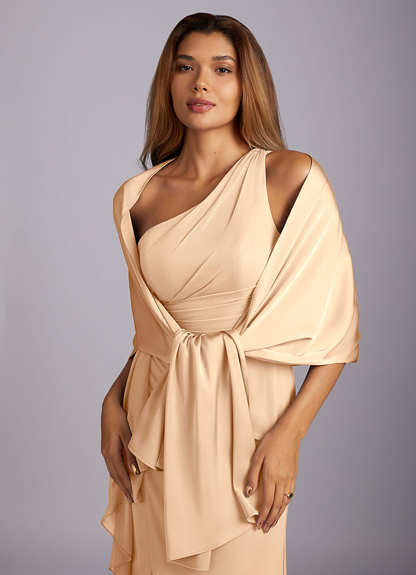 front Azazie Aleena Stretch Satin Shawl