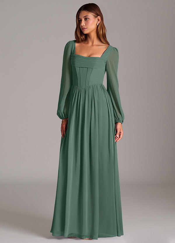 Azazie Maree Brautjungfernkleider Eine Linie Korsett Chiffon Kleid Seemoos image1