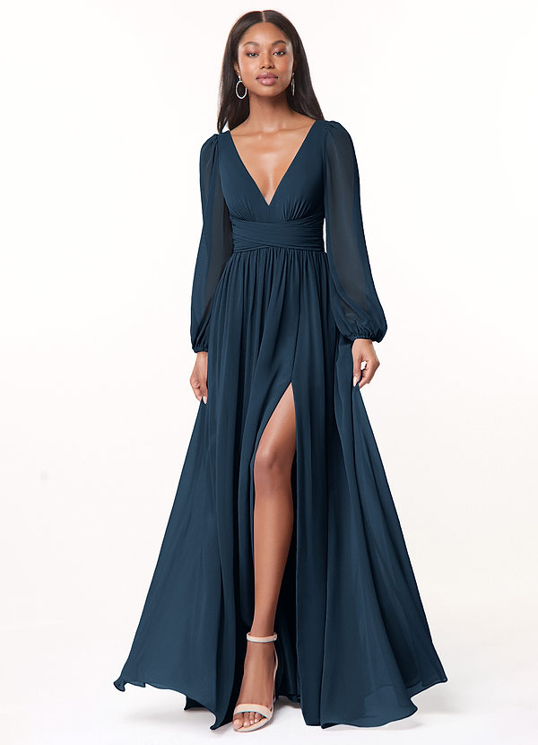 navy blue bridesmaid dress with sleeves AZAZIE NORAH Sequins3 SALEAP TOP 10 BEST Bridesmaid Size:32 x 30