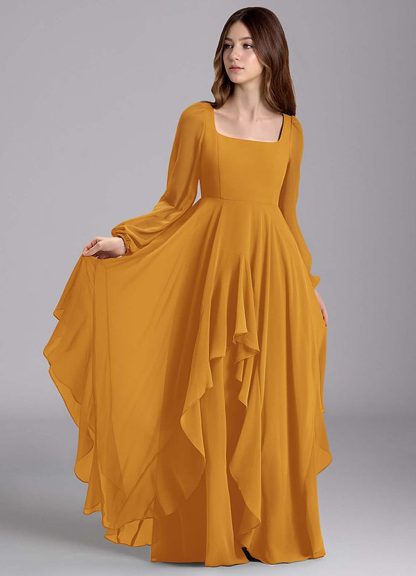 Azazie Clara Junior Jurk van Chiffon met A-Lijn Blouson Boterbabbelaar image1