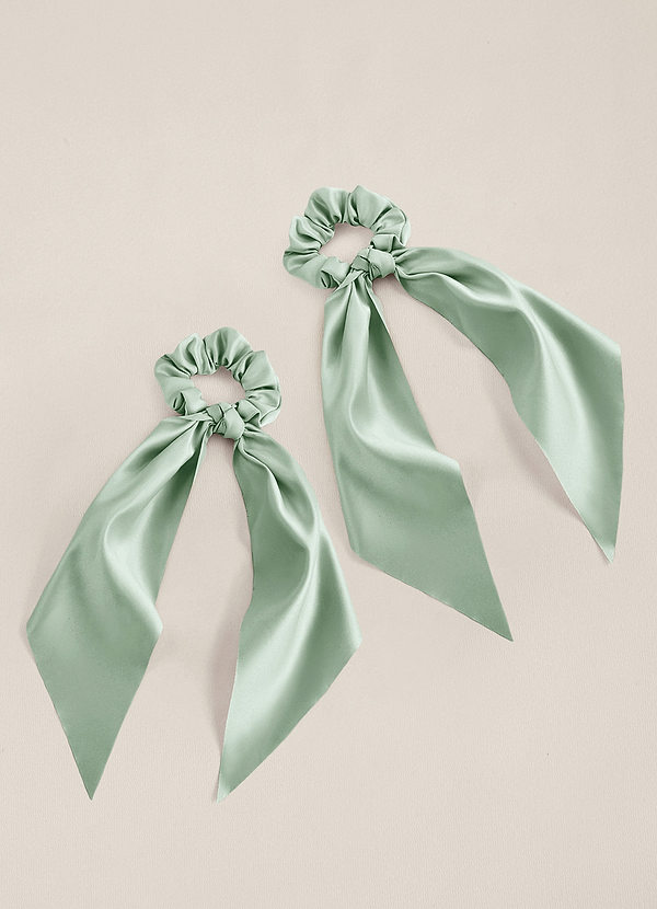 front Matching Color Matte Satin Hair Scarf Scrunchie Set