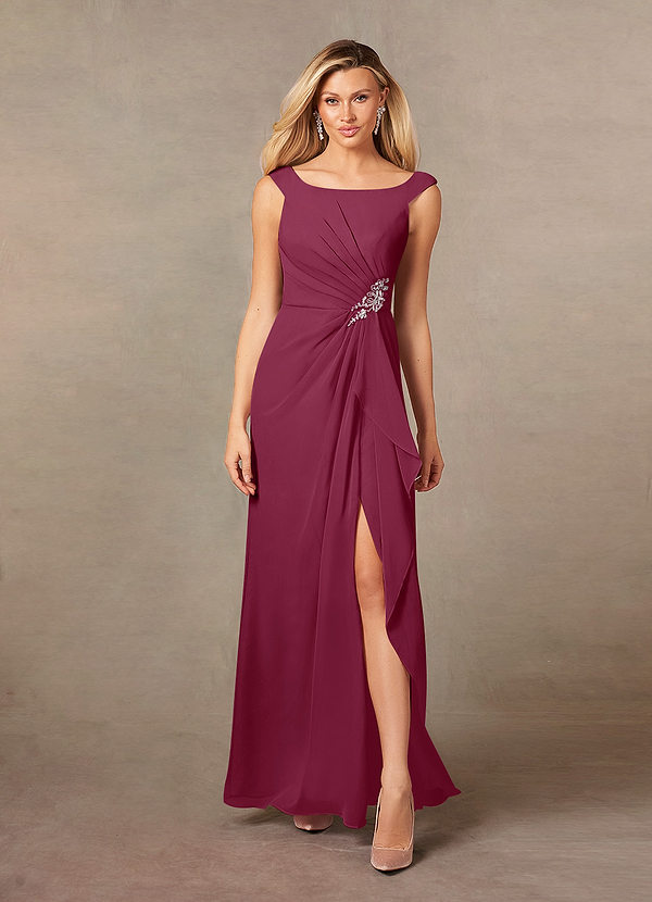 Azazie Yarrow Mother of the Brides Dresses Mulberry A-Line Pleated Chiffon Dress image1