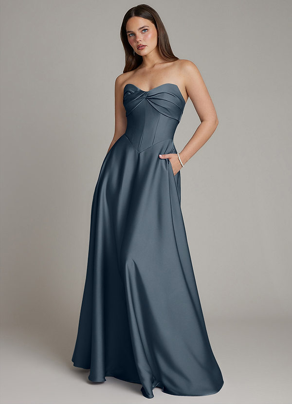 Azazie Meleena Bridesmaid Dresses Twilight A-Line Strapless Stretch Satin Dress image1
