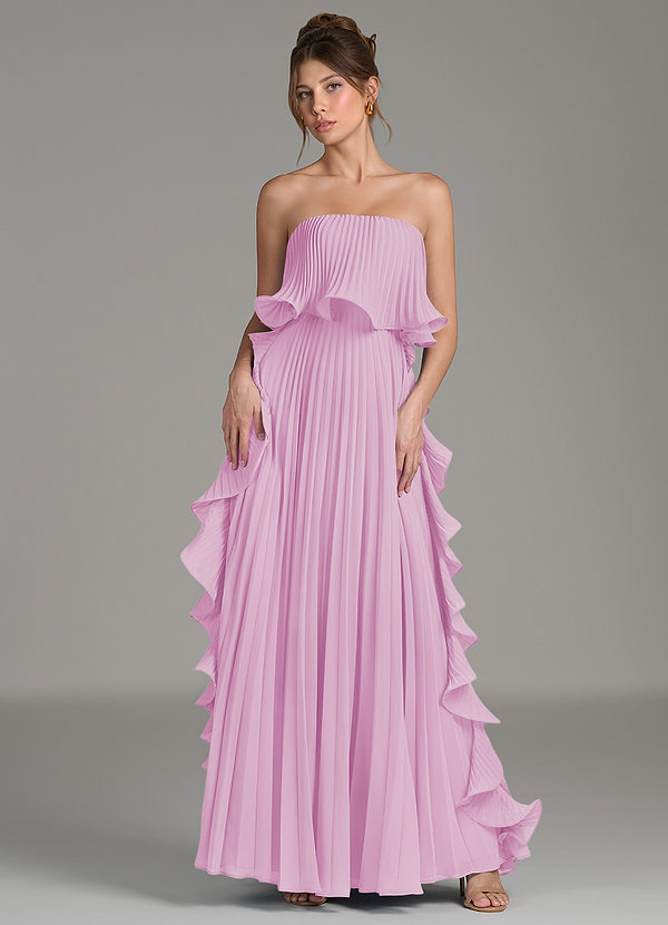 Azazie Alexia Bridesmaid Dresses Candy Pink A-Line Ruched Chiffon Dress image1
