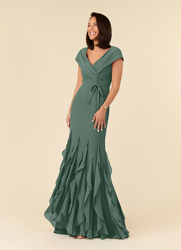 Azazie Bailora Mother of the Brides Dresses Sea Moss Mermaid Ruched Chiffon Dress image1