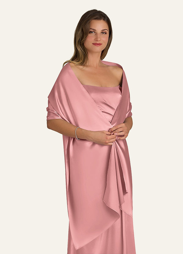 front Azazie Matching Color Metallic Satin Shawl