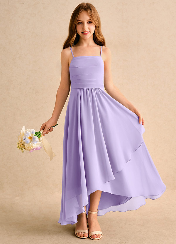 Azazie Twilight Dance Junior Formal Blumenkinder Kleider A-Linie Plissee Chiffon Kleid Flieder image1