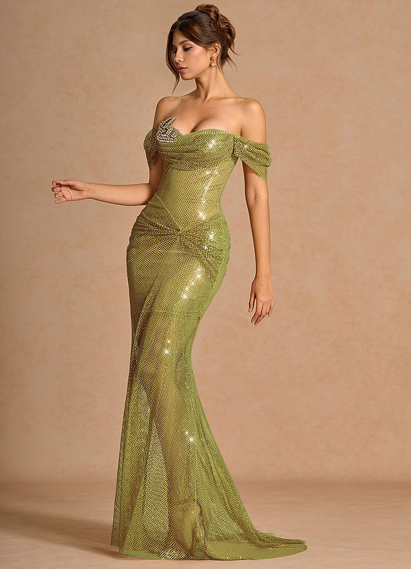 Harmonia Shimmer Emerald Maxi Dress image1