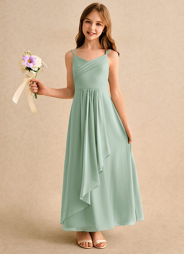 Azazie Zaida Girls Formal Blommflicksklänningar Klänning A-Line i Chiffong Plisserad image1