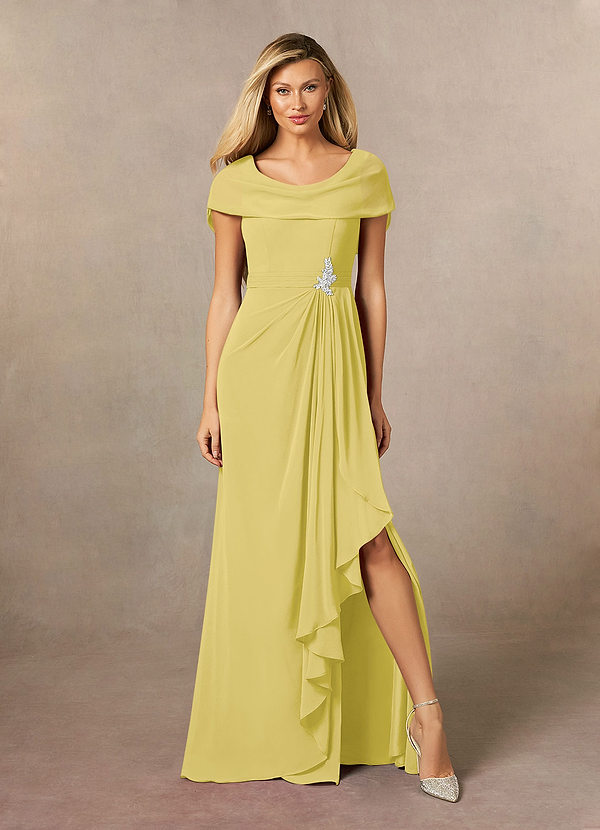 Azazie Mary Vestidos de Madre de la Novia Vestido de Canario de Gasa de Corte en A con Corte Lateral image1