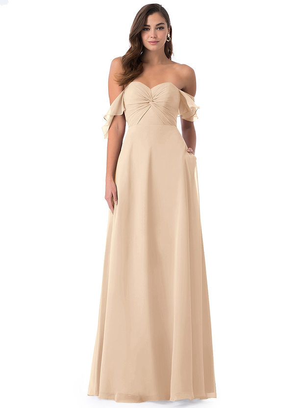 Azazie Juna Bridesmaid Dresses A-Line Ruched Chiffon Floor-Length Dress image1