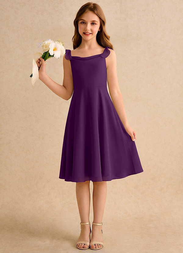 Azazie Pup Girls Formal Flower Girl Dresses Grape A-Line Pleated Chiffon Dress image1