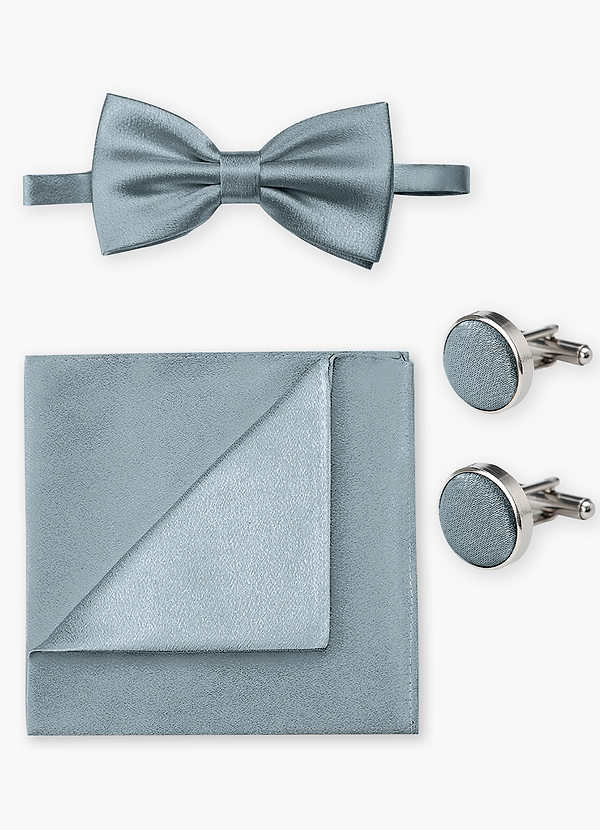 front Matching Bow Tie & Pocket Square & Cuff Links Set