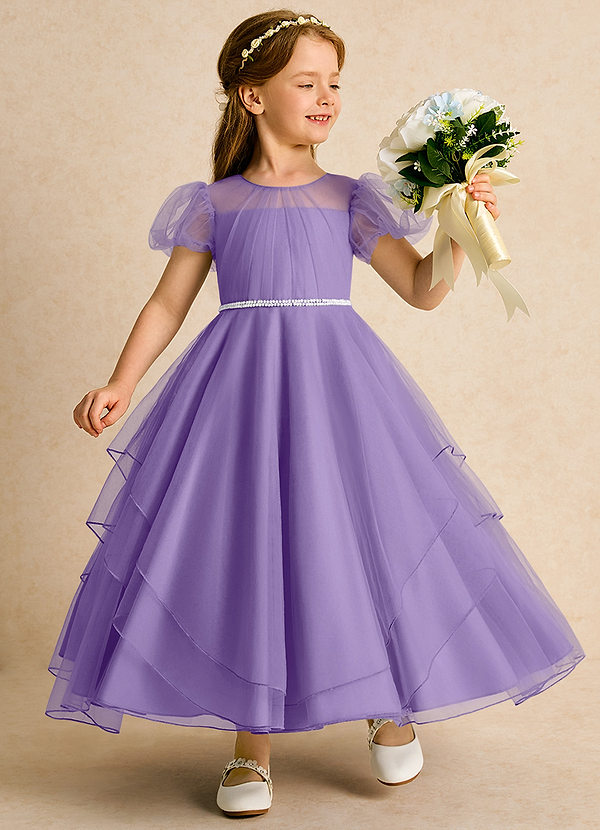 Azazie Duckie Abiti da Ragazza di Fiori Abito Principessa in Tulle Plissettato Tahiti image1
