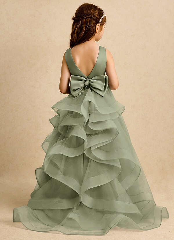 Azazie Lior Flower Girl Dresses Pistachio Ball-Gown Pleated Tulle Dress image1