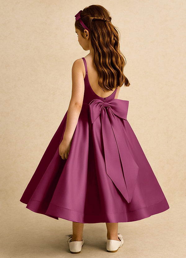 Azazie Babs Blumenkinder Kleider Ballkleid Plissee Matte Satin Kleid Maulbeerrot image1
