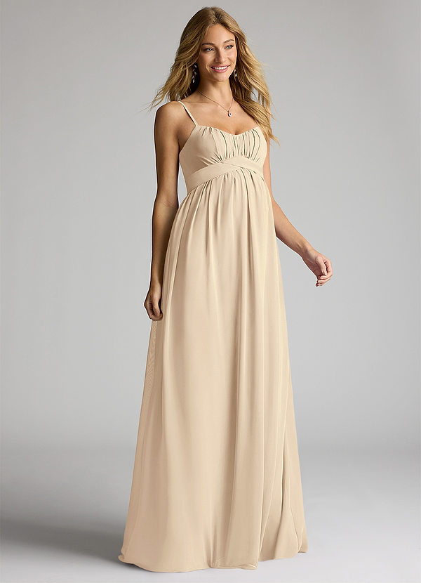 Azazie Llana Maternity Bridesmaid Dresses A-Line Chiffon Floor-Length Dress image1