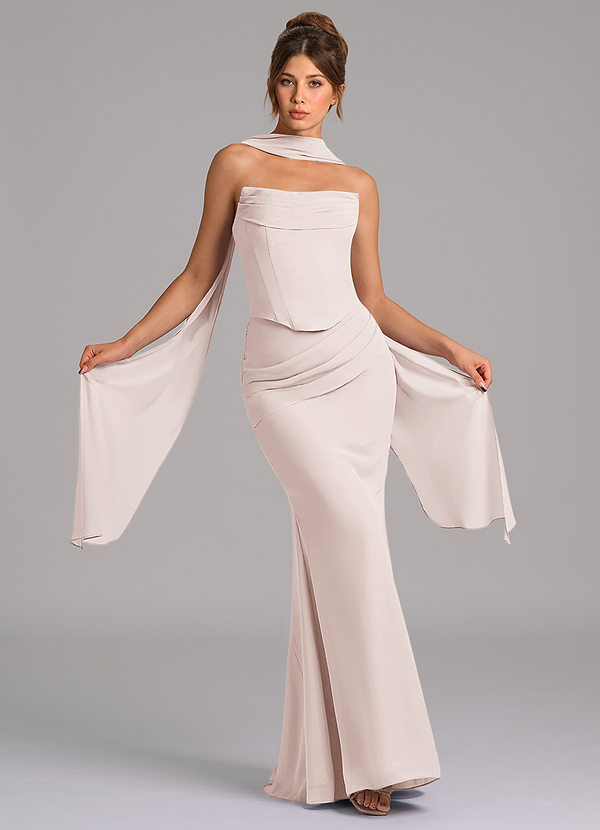 Azazie Sorrel Robes Demoiselle d'honneur Robe Sirène en Mousseline de soie Corset Rose Pétale image1