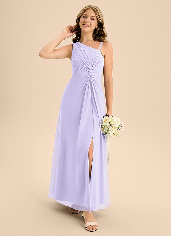Azazie Brooke Junior Abito A-Line in Chiffon Spacco Laterale Lilla image1
