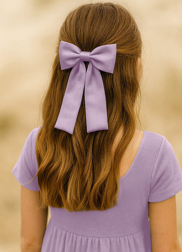 front Girls Satin Bow Hair Clip Set